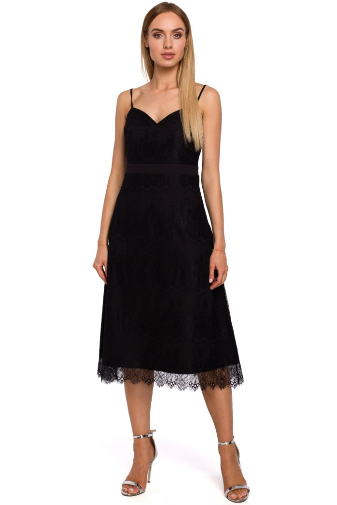 Sukienka Midi - Trapezowa - czarna